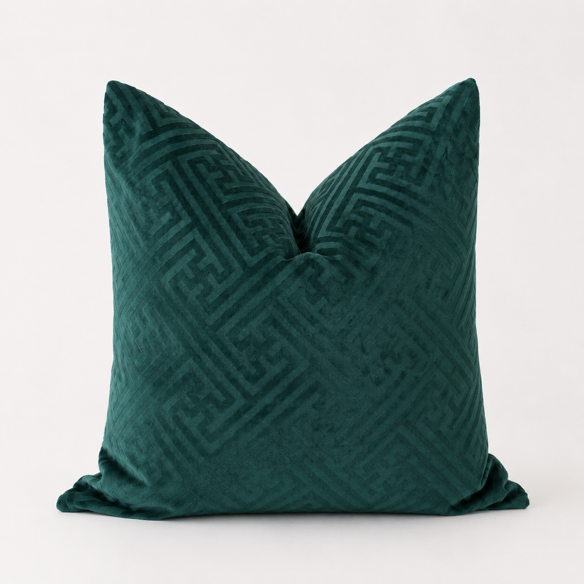 Green Geometric Pillow - Emerald Maze