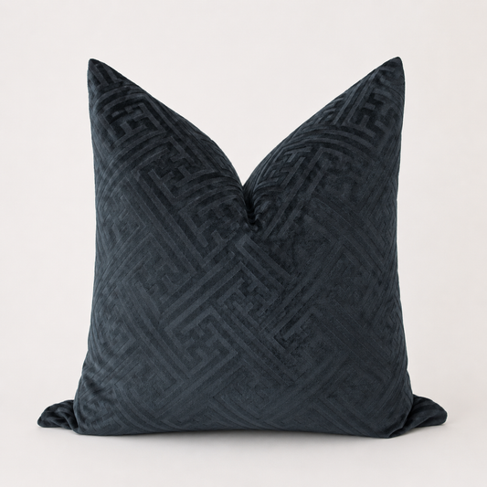 Black Geometric Pillow - Onyx Maze