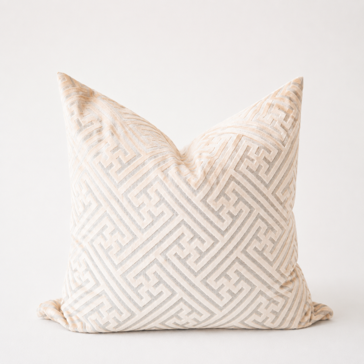 Ivory Geometric Pillow - Champagne Maze