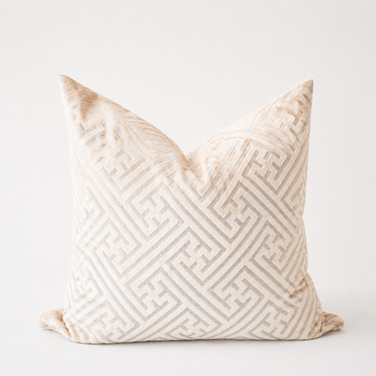 Ivory Geometric Pillow - Champagne Maze