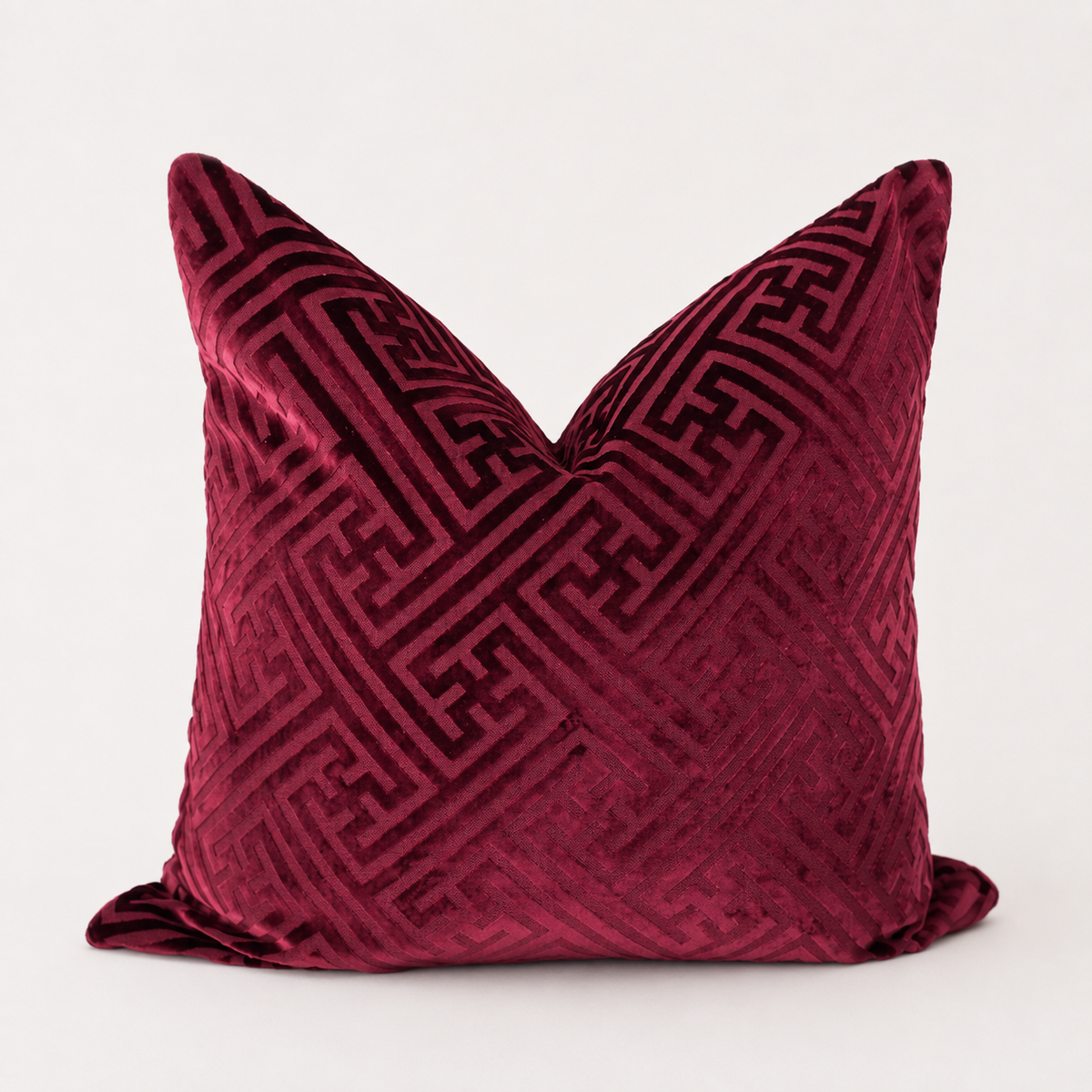 Burgundy Geometric Pillow - Merlot Maze
